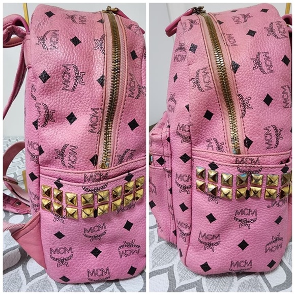 SOLD**Authentic MCM Visetos Side Studs Stark Backpack Pink - Picture 9 of 16